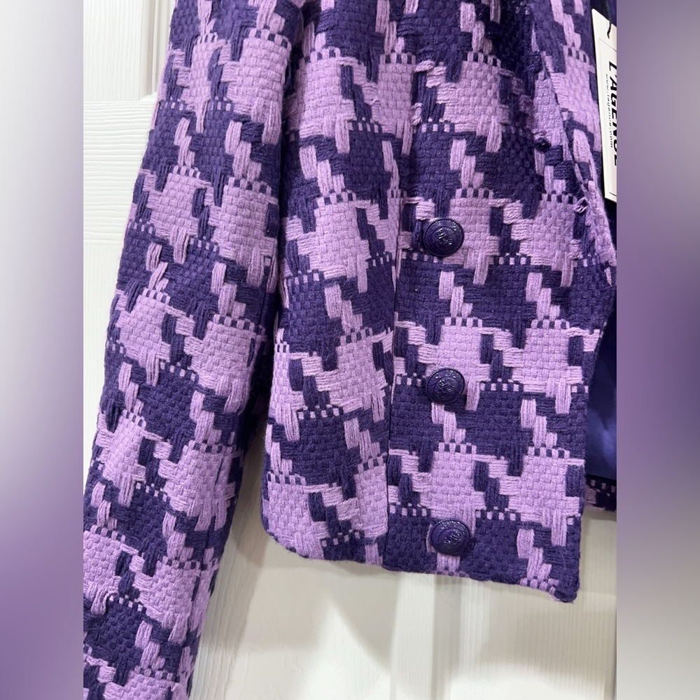 NWT $695 L'AGENCE Inez Houndstooth Pueple Blazer - Picture 2 of 6